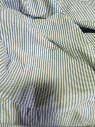 蓝白细竖条纹纯棉布料软糯衬衫裙裤家居制衣服装面料宽1.45米