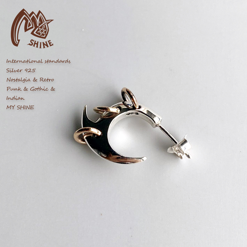 日韩银男女黄铜帅气耳钉