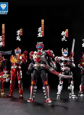 奥迪双钻铠甲勇士精涂版五红铠甲礼盒装炎龙拿瓦刑天马帅火力全开