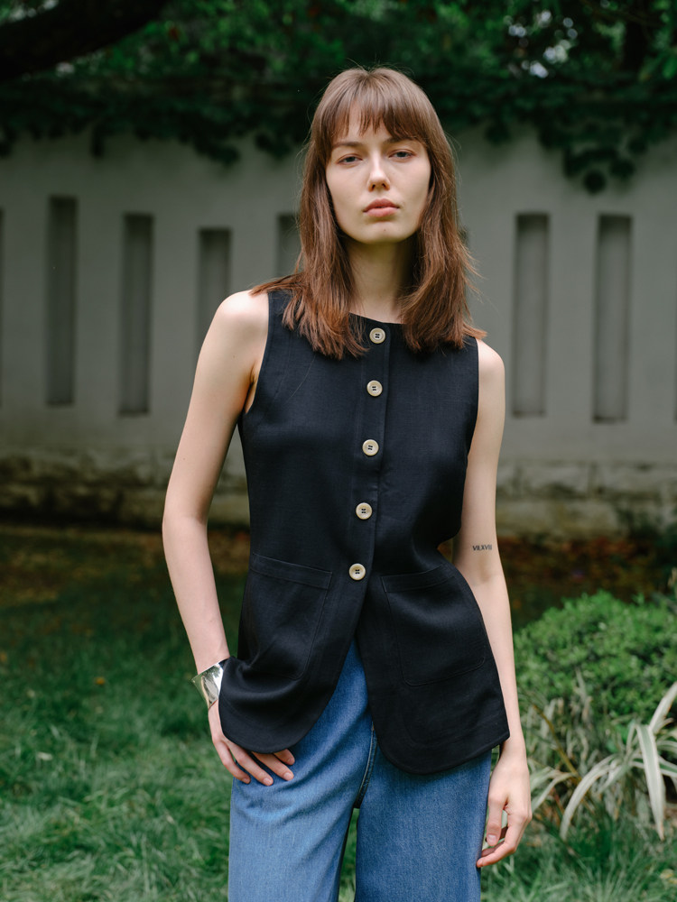 MELLOWSENSE夏日首选全醋酸亚麻冰感马甲多穿背心春夏女