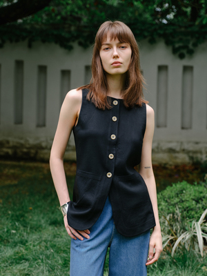 MELLOWSENSE夏日首选全醋酸亚麻冰感马甲多穿背心春夏女