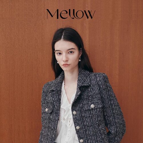 MELLOW SENSE小香风高级气质复古纹理设计短款上衣外套 女