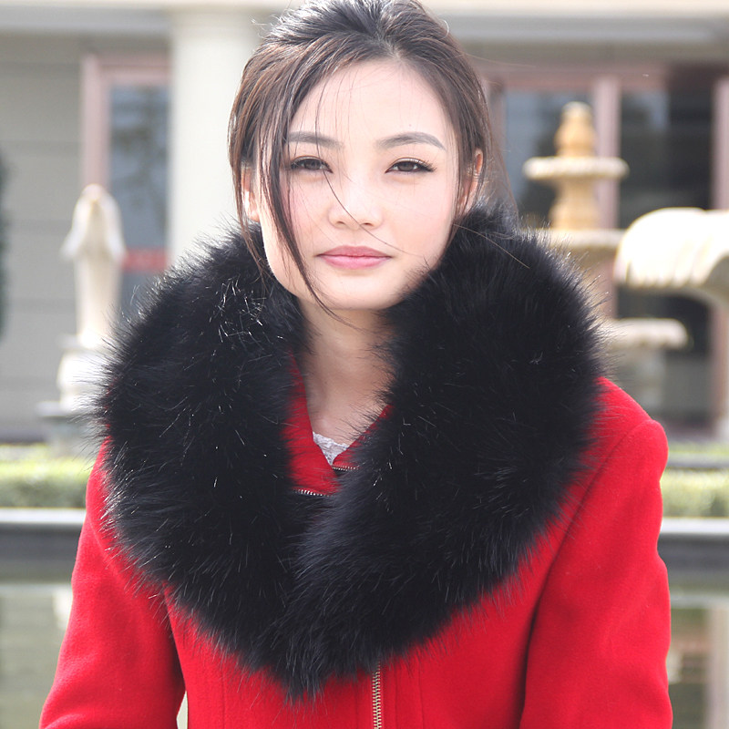 韩版时尚皮草仿狐狸毛可爱围巾冬帽条大青果毛领子披肩女毛绒围脖