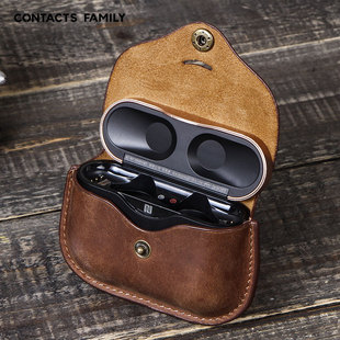 疯马皮Sony索尼WF1000XM4耳机壳XM5耳机保护套便携式防摔简约1000XM3潮流真皮皮套连体降噪豆无线蓝牙耳机套