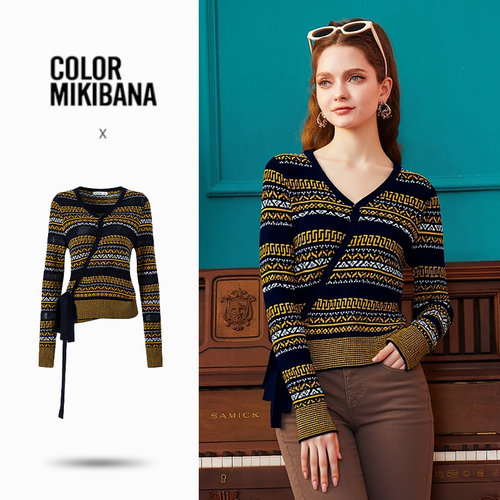 MIKIBANA【含羊毛】2026春季新款针织衫女显瘦个性上衣J61TC1999