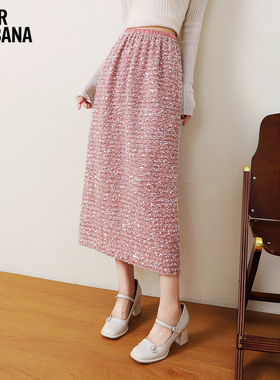 MIKIBANA珠片Sparkle闪亮甜酷高腰松紧A字半身裙J41BK3038