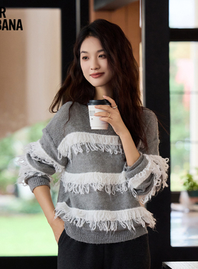 MIKIBANA新款慵懒高级感秋冬季新款宽松针织衫女士长袖J44TP3310