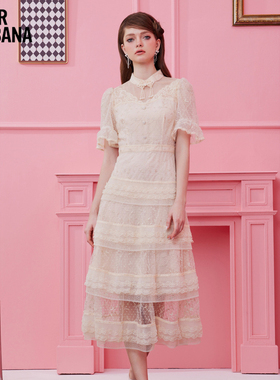 mikibana米可芭娜法式蛋糕裙女式连衣裙夏遮肉显瘦长裙Y32OD9230