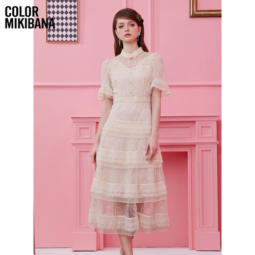 mikibana米可芭娜法式蛋糕裙女式连衣裙夏遮肉显瘦长裙Y32OD9230