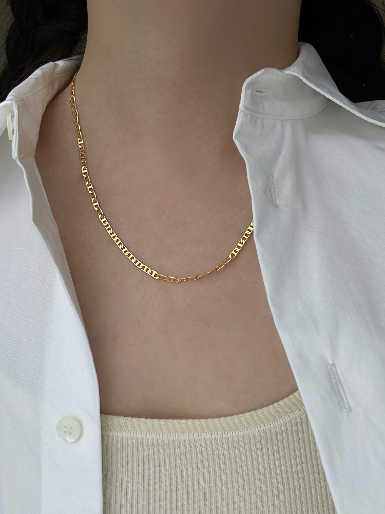 Berber经典金色素链猪鼻项链