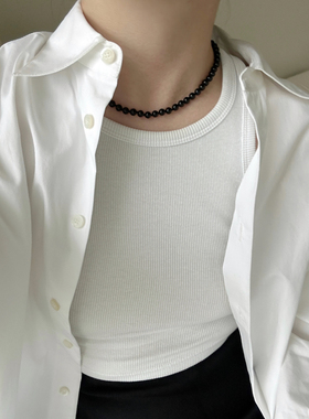 Berber 高品质天然黑玛瑙串珠项链 s925银 ONYX COLLAR 经典极简