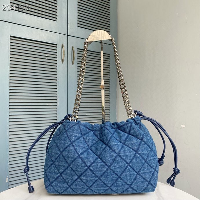 2025新款金属链条垃圾袋女包小众牛仔布包包女式单肩斜挎包腋下包