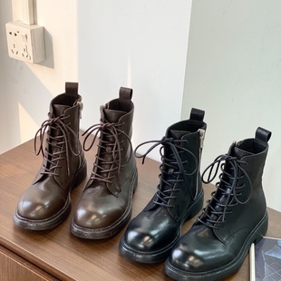 机车靴百搭马丁靴舒适 牛皮短靴明星同款 BALLET WAR2024秋冬新款