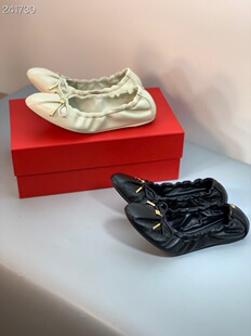 妈妈鞋 THE 蝴蝶结褶皱小红书in’s跳舞鞋 WAR真皮女鞋 BALLET