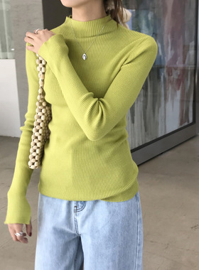 EAL羽迹基础款修身半高领保暖毛衣女春季韩版打底针织衫女YB01