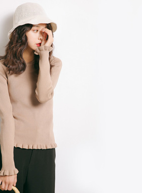 EAL羽迹2025春季毛衣大码时尚针织衫女纯色韩版打底衫女装M168