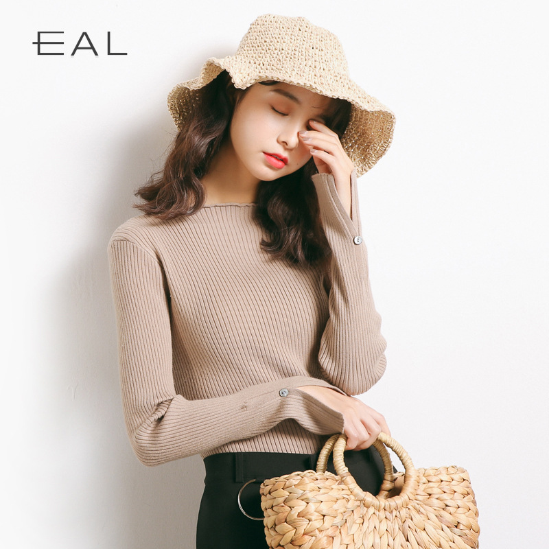eal春季圆领长袖修身百搭针织衫