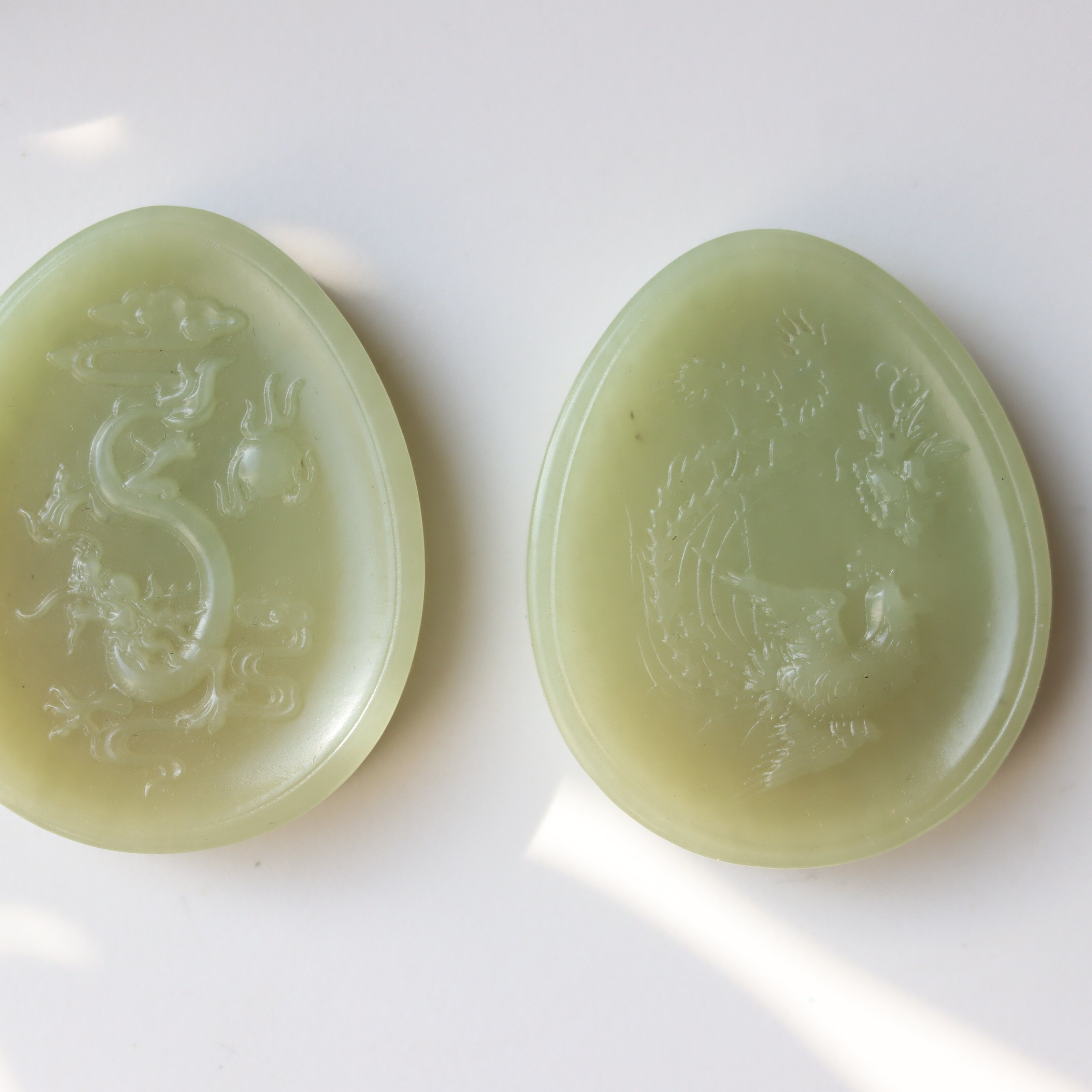 新疆若羌青黄口龙凤对牌吊坠挂件