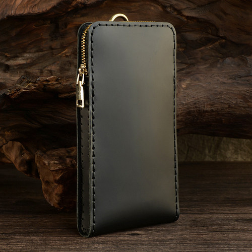 头层牛皮腰包手机纯铜拉链