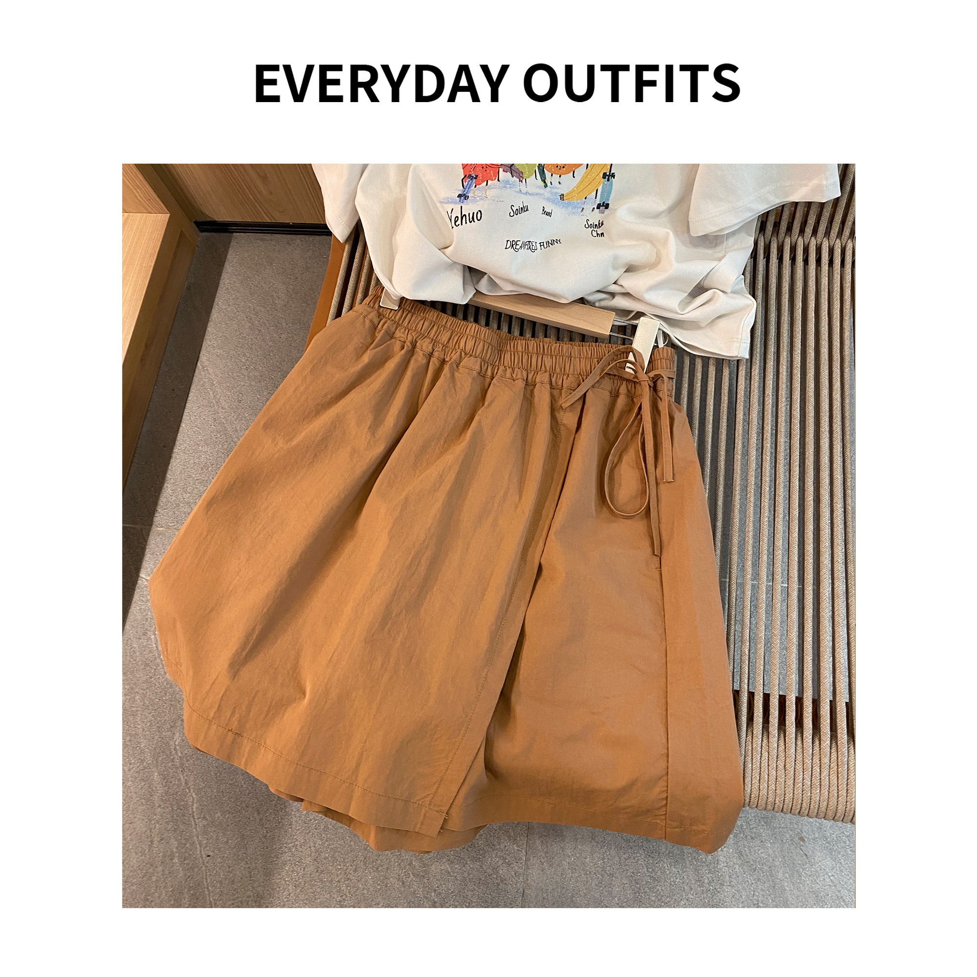 XH-日褡 五分裙裤5D06阔腿宽松显瘦夏季复古百搭 93206