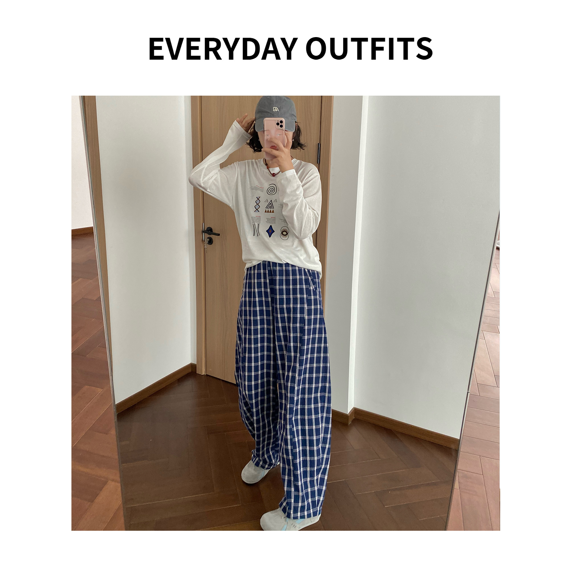 XH-RIDA·格子裤26休闲百搭夏季小众设计感复古宽松裤子2595