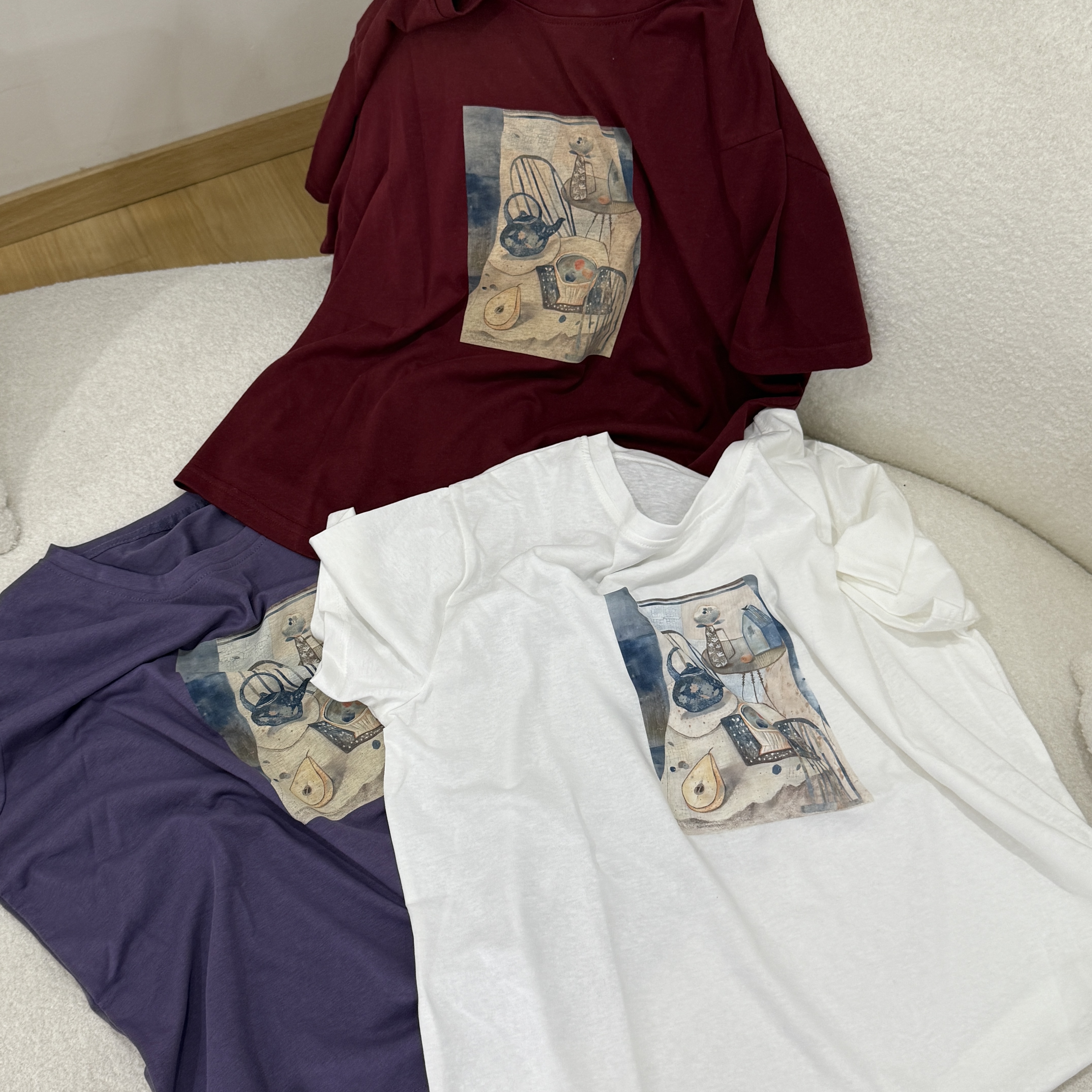 XH-RIDA· 复古油画T恤5G24休闲夏季小众百搭透气设计感 9703