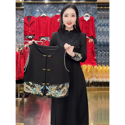 新中式国风刺绣马甲+旗袍连衣裙