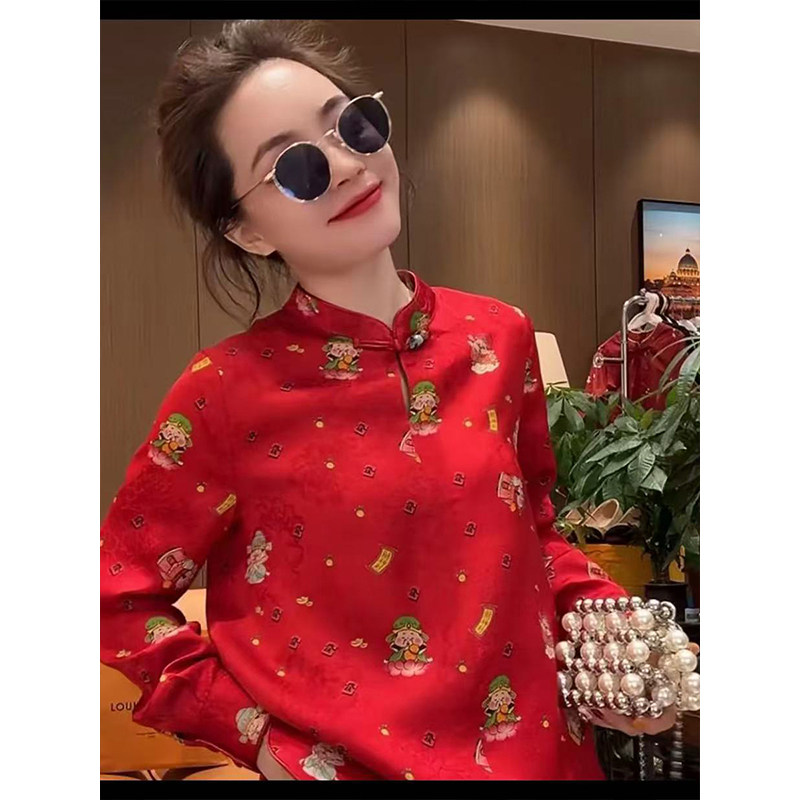 2025春钮怕唐装衬衫气质显瘦