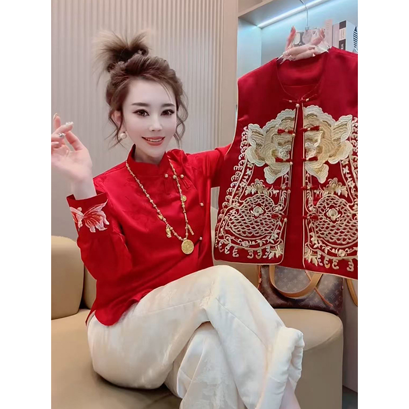 新中式高级国风复古重工刺绣马甲