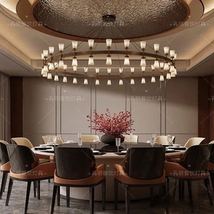 酒店轻奢包厢餐厅吊灯创意大气圆环型设计餐饮包厢包间定制大吊灯