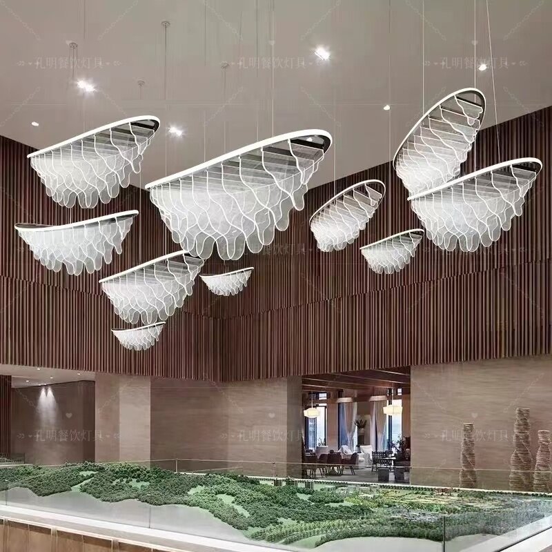 酒店大堂吊灯售楼部沙盘宴会厅别墅会所创意大帆船造型工程定制灯
