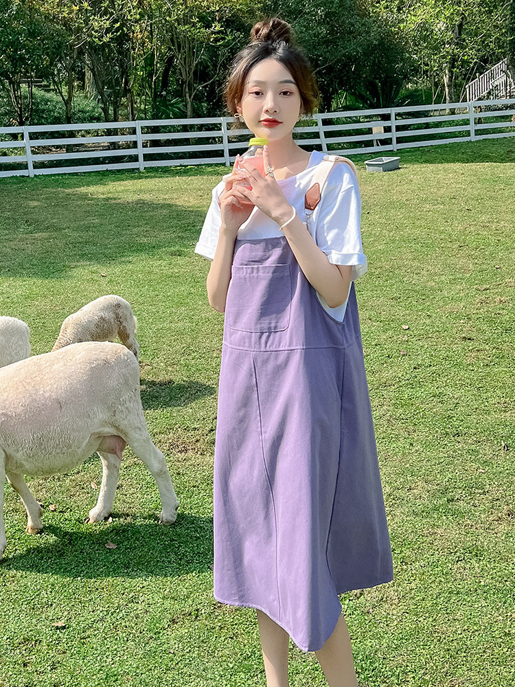 超好看多巴胺紫色背带裙连衣裙女夏2025新款学院风小个子,女装孕妇装,昱儿e优优