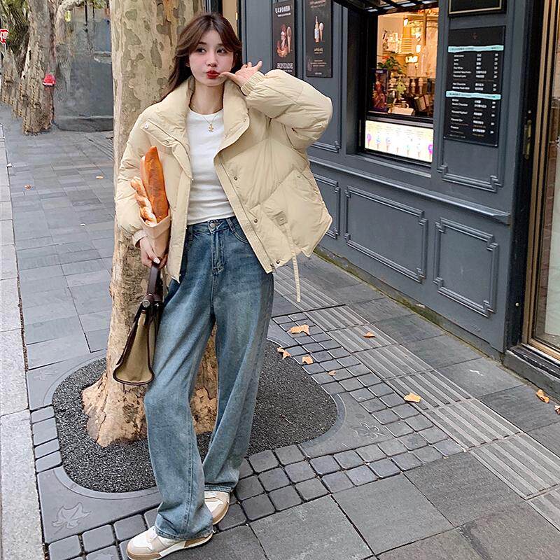 奶黄色立领羽绒棉服女冬季新款韩系加厚小个子减龄棉袄面包服棉衣,女装棉衣/棉服,昱儿e优优