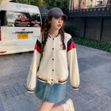 美式学院风短款白色棒球服外套女春秋超火好看高级感小众夹克上衣，女装短外套，昱儿e优优