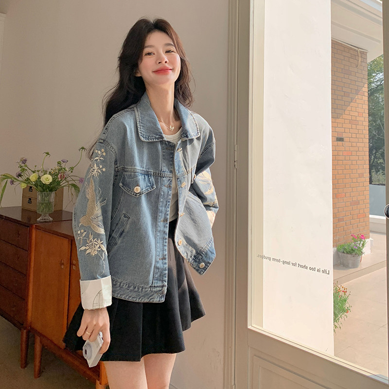 新品现货2025韩版牛仔刺绣小外套B121-货号2511-p155-K218,女装短外套,昱儿e优优