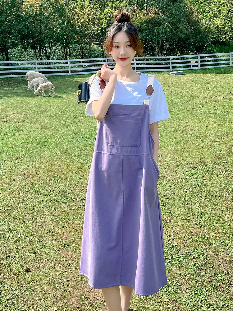 超好看多巴胺紫色背带裙连衣裙女夏2025新款学院风小个子,女装孕妇装,昱儿e优优