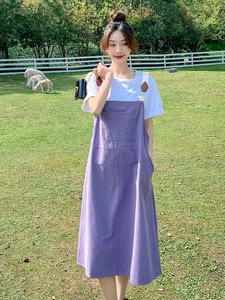 超好看多巴胺紫色背带裙连衣裙女夏2025新款学院风小个子图片