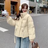 奶黄色立领羽绒棉服女冬季新款韩系加厚小个子减龄棉袄面包服棉衣，女装棉衣/棉服，昱儿e优优