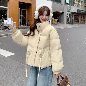 奶黄色立领羽绒棉服女冬季新款韩系加厚小个子减龄棉袄面包服棉衣图片