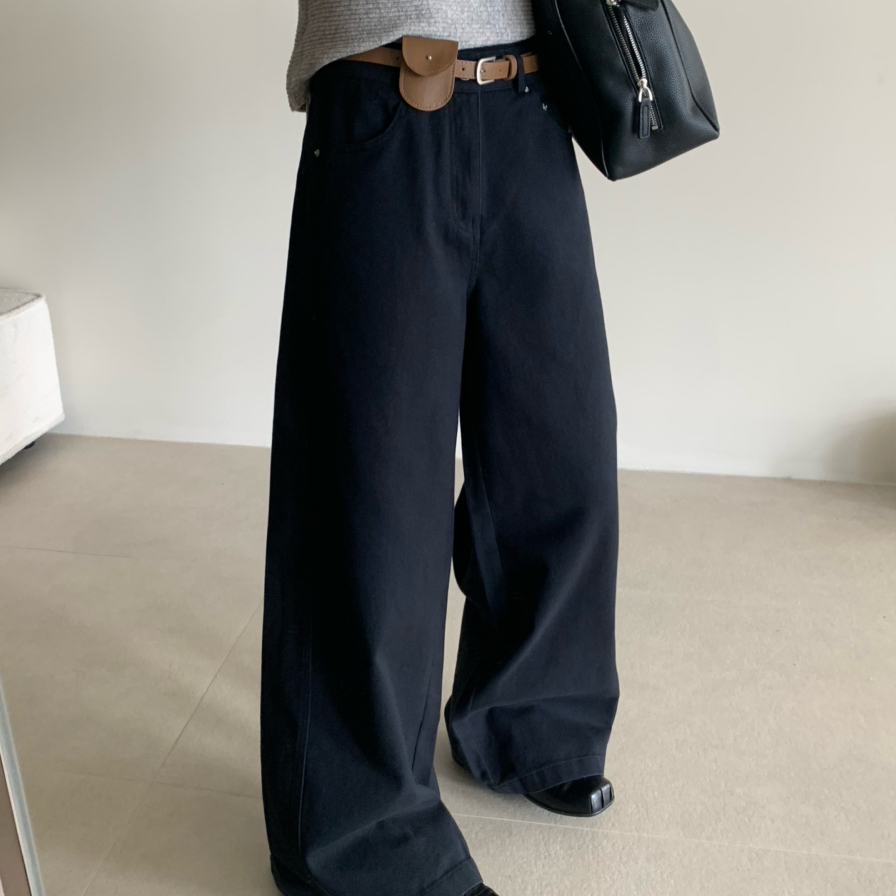 BLESSED MOMENT-上新穿搭感十足韩系通勤时尚牛仔裤(配腰包)B815