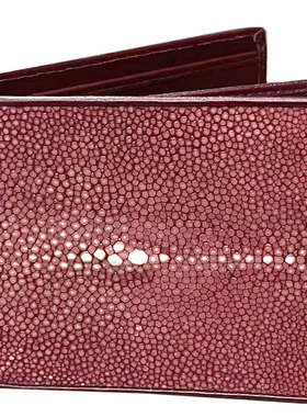 泰国stingray 黄貂鱼通用全新磨珠珍珠鱼皮短款钱包卡包驾驶套