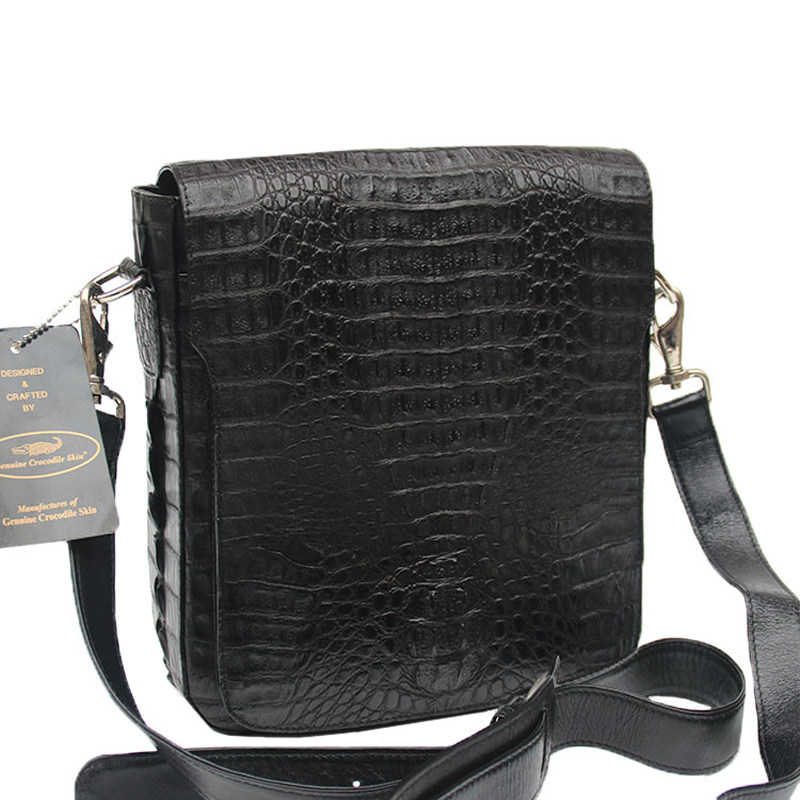 正品泰国鳄鱼皮男式斜跨公文背包真皮包特价大小号纯色
