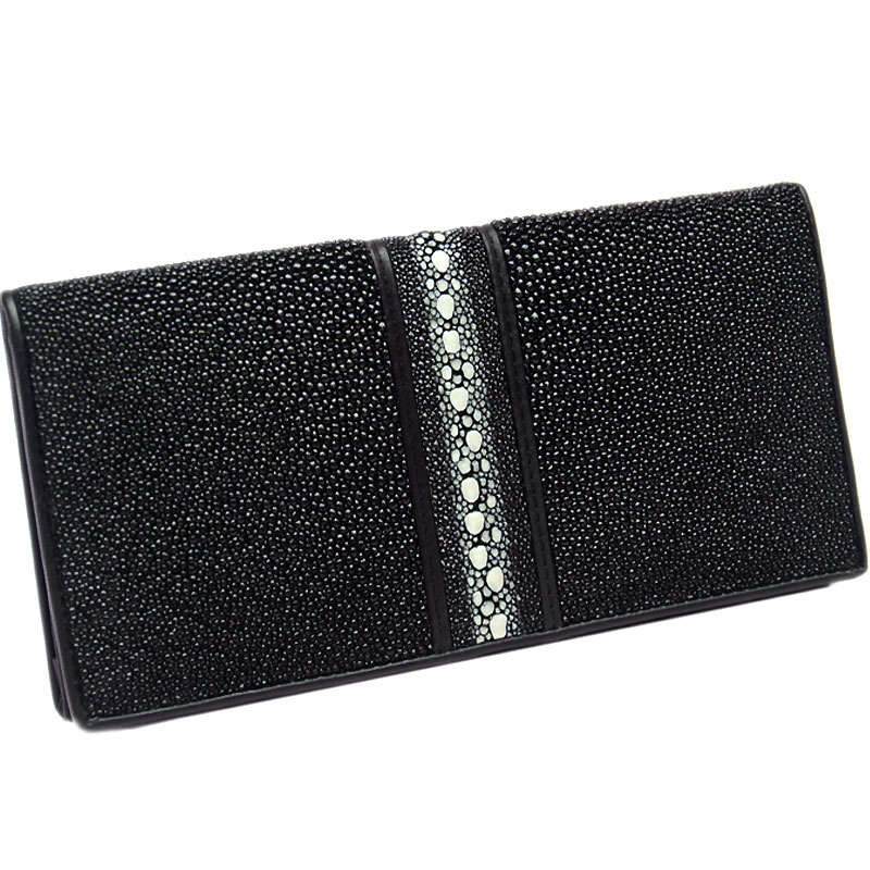 男女士式排珠公珍珠鱼皮二折薄款钱包夹厂价直销专柜正品时尚简约