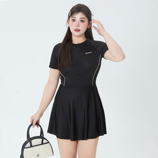 2026大码 运动连体简约微胖女孩保守遮肉遮肚显瘦泡温泉泳 泳衣女款