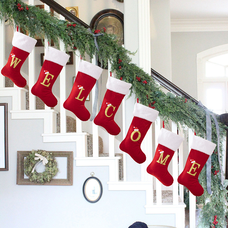 豪贝金丝绒圣诞袜5251