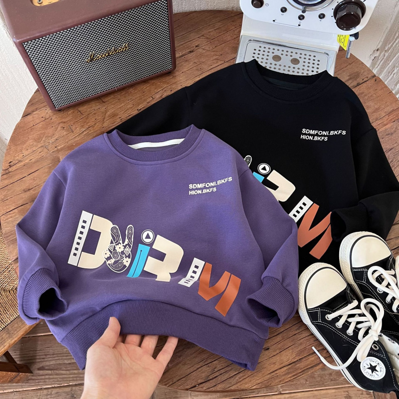 小童白底字母卫衣男女童春秋装宝