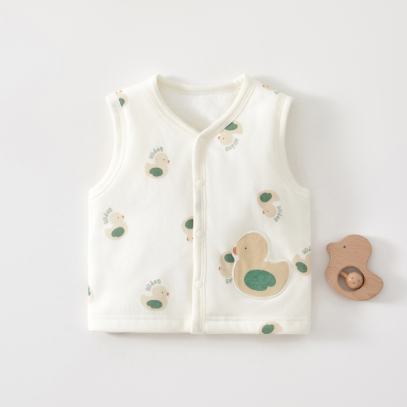 婴儿春秋纯棉夹棉家居外穿马甲