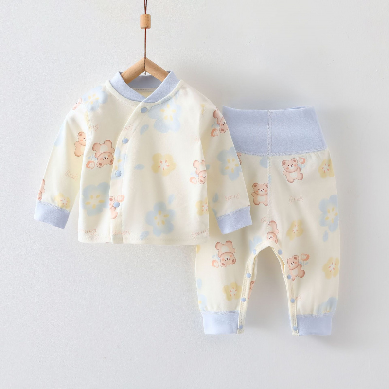 婴幼儿春秋纯棉套装高腰保暖长袖