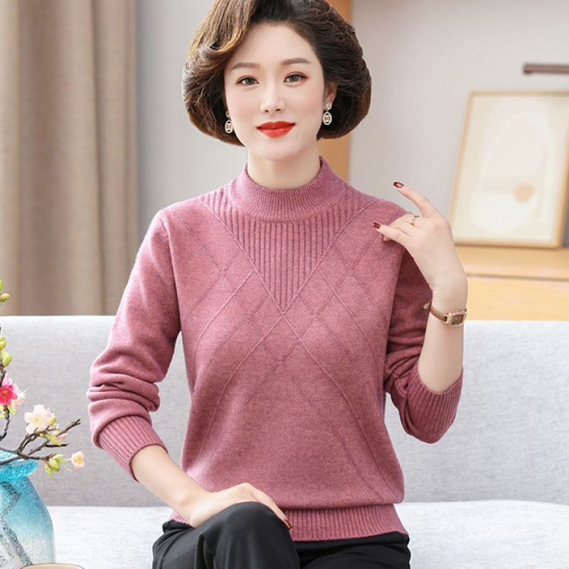 妈妈秋冬装半高领长袖打底衫