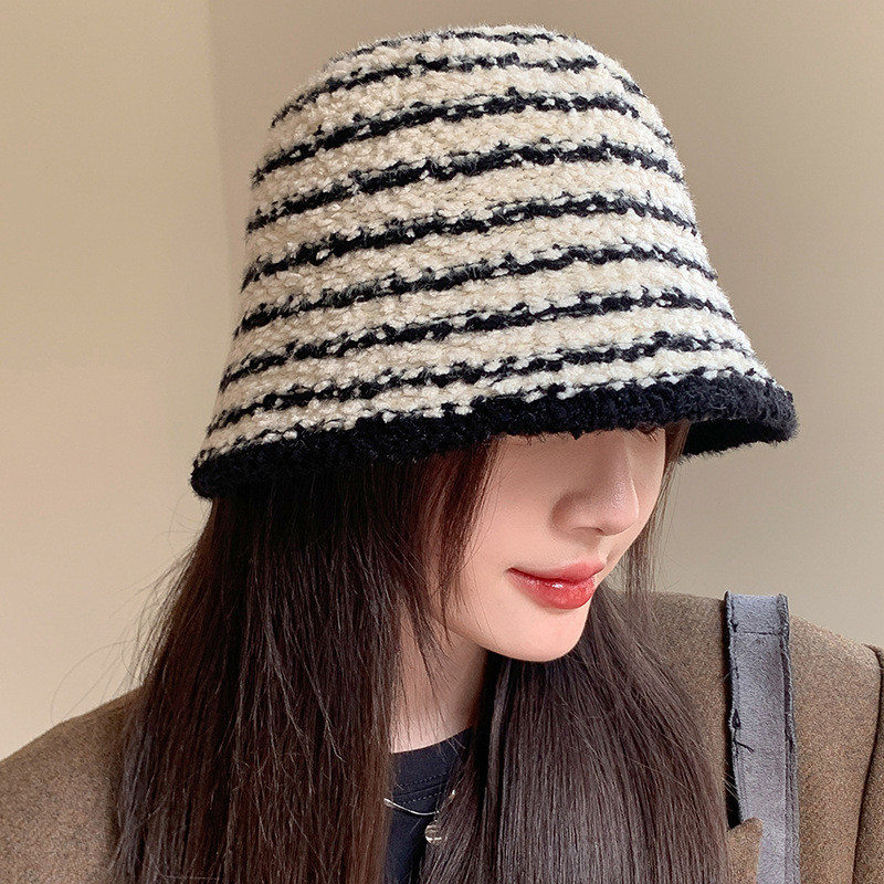 韩版毛绒水桶帽秋冬显脸小
